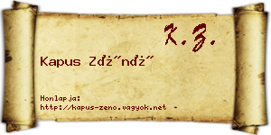Kapus Zénó névjegykártya